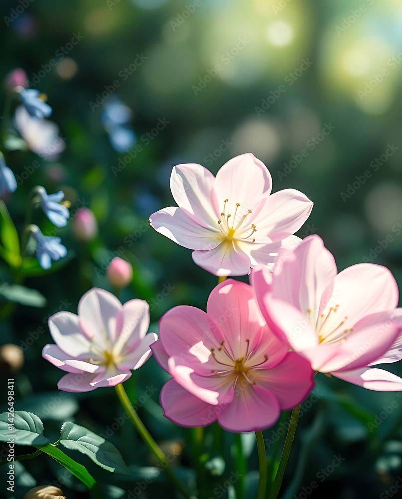 Obraz premium beautiful light spectrum of bluebells flowers, created by generative ai