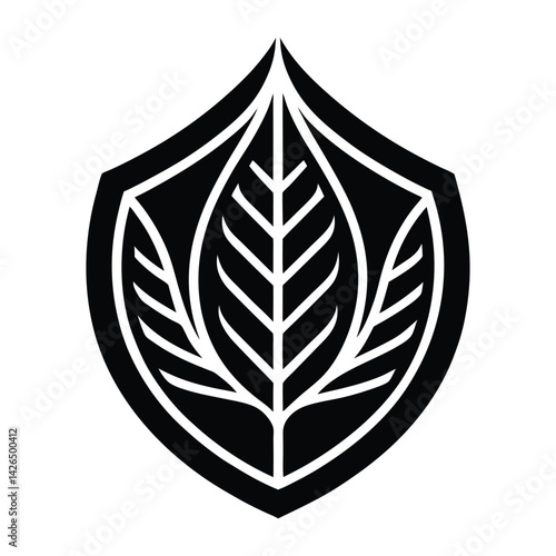 Leaf shaped like a shield on white background