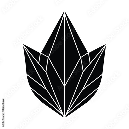 Leaf folding like origami on white background