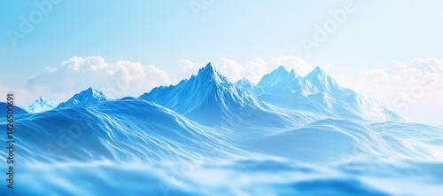 Wallpaper Mural Serene, snow-capped mountain range shrouded in a light blue mist under a bright sky Torontodigital.ca