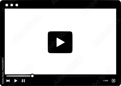 Video player interface template, media player window concept, digital screen for streaming online movie or show, modern multimedia design for web presentation or application