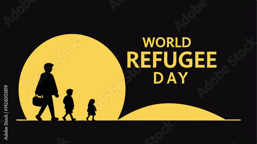 Silhouette of Father, Son, Daughter Walking With Bag on Black Background