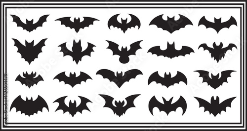 Flying Bat Silhouette Bundle – Bat Clipart Set for Crafts and Decoration