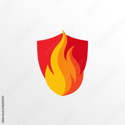 vektor fire with a shield