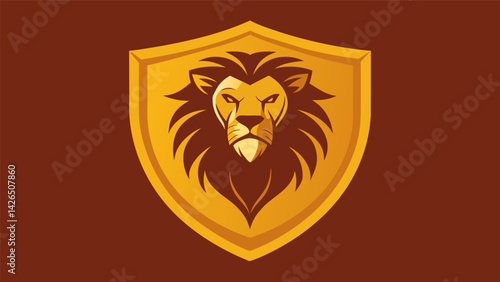 A shield bearing the image of a lion representing the courage and inner strength that comes with living a life guided by Stoic virtues.. Vector illustration