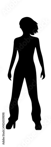 Silhouette of a confident young woman standing tall in stylish attire, embodying empowerment and self-expression.