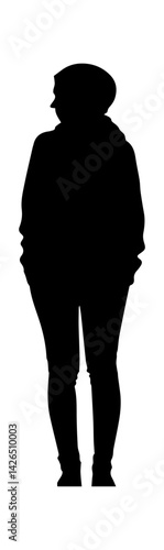 Silhouette of a person in casual attire, evoking a sense of mystery and contemplation.