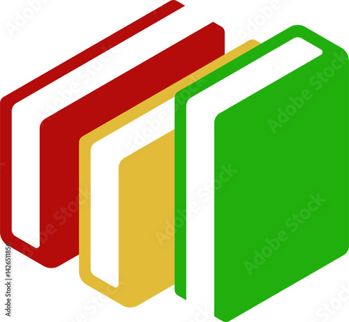 Colorful flat book in vector format. Ideal for school apps, e-learning platforms, educational websites, infographics, and children’s content design. Isolated on white.