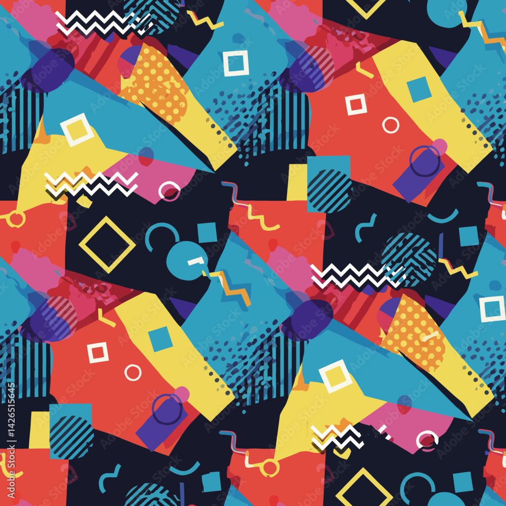 Bright geometric pattern of shapes on dark Bright geometric pattern of shapes on dark