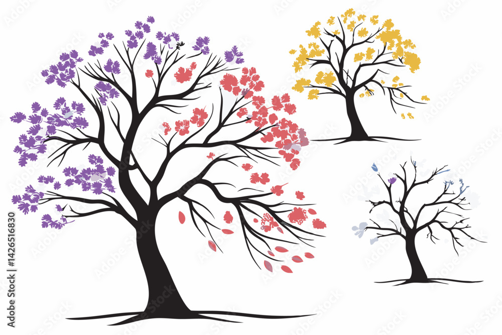 Obraz premium Four Seasons Tree Illustration