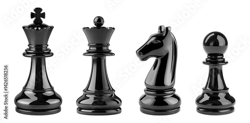Chess pieces isolated on transparent background.