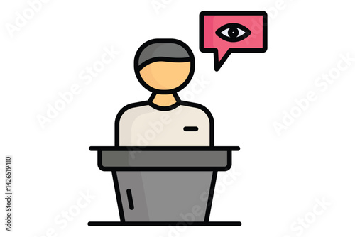 Witness icon. colored outline icon style. icon related to testimony and evidence. law elements vector illustration