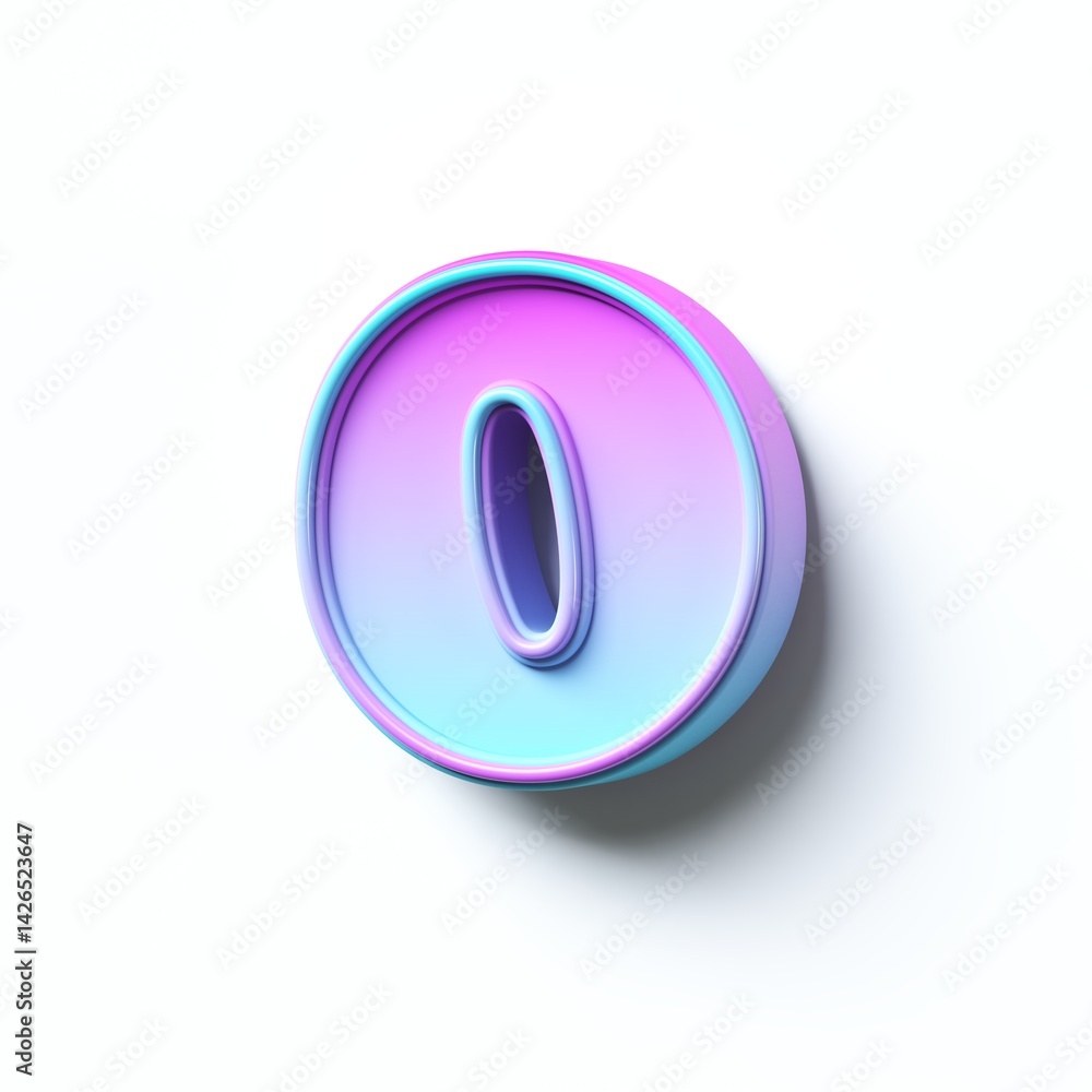 Pink blue gradient cartoon font Number 0 ZERO 3D