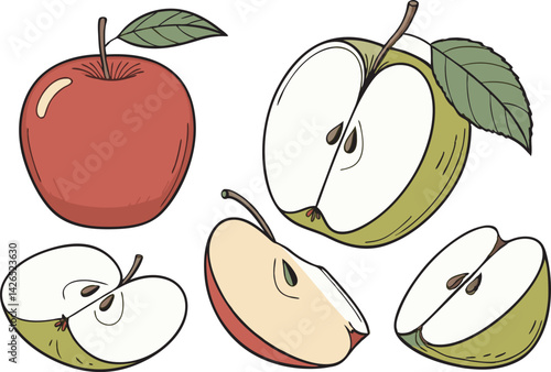 Hand-Drawn Apple Fruit Illustration 