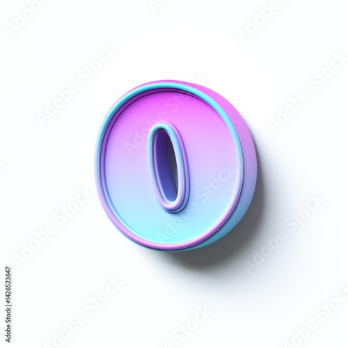 Obraz na płótnie Pink blue gradient cartoon font Number 0 ZERO 3D w salonie