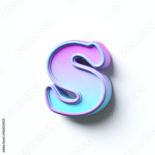 Obraz na płótnie Pink blue gradient cartoon font Letter S 3D w salonie