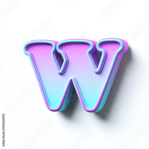 Obraz na płótnie Pink blue gradient cartoon font Letter W 3D w salonie