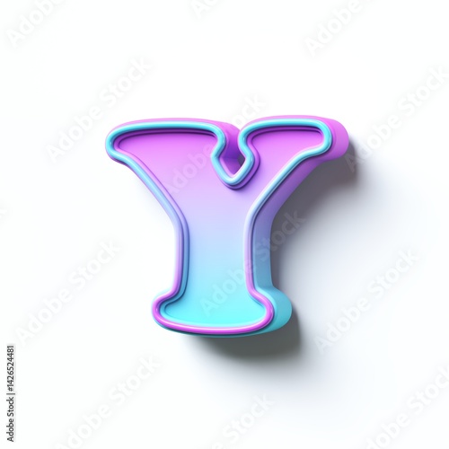 Pink blue gradient cartoon font Letter Y 3D