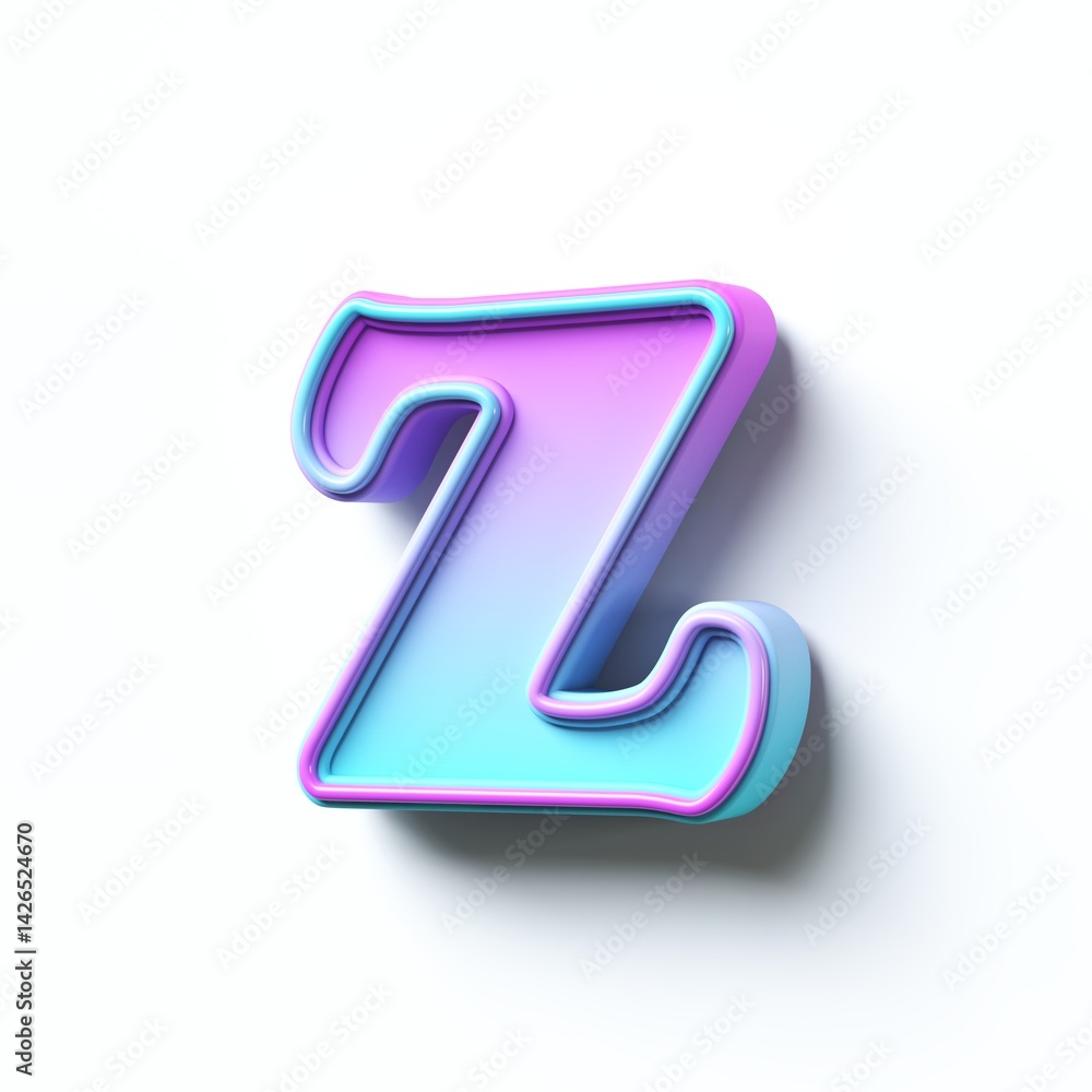Pink blue gradient cartoon font Letter Z 3D