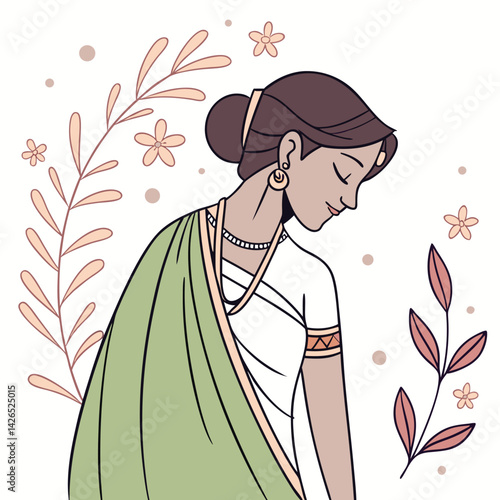 Goddess Parvati Vector Illustration in a Graceful Pose A Divine Symbol of Love, Fertility, and Strength