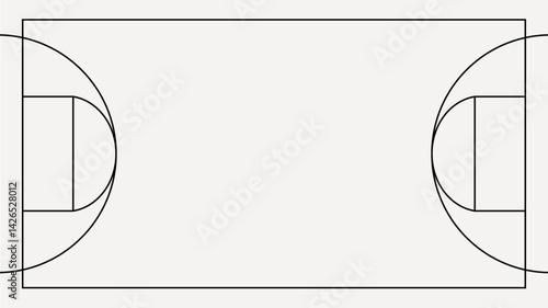 Basketball court outline, design element vector