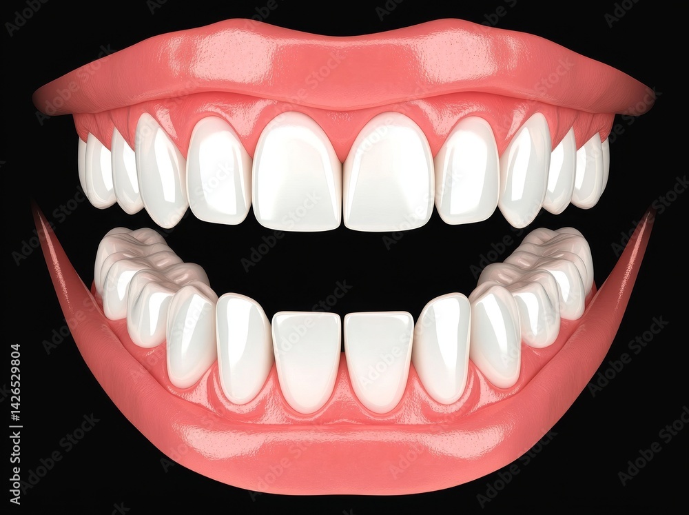 Obraz premium Openbite dental occlusion, a type of malocclusion, depicted in a medically accurate 3D tooth illustration