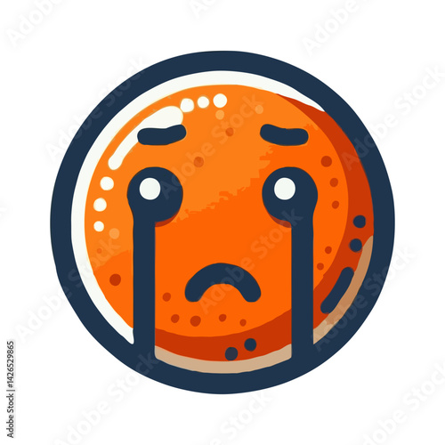 Crying Orange Cartoon Emoticon