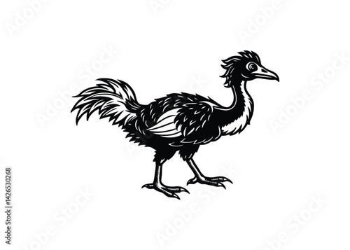 Silhouette of terror bird isolated on a white background