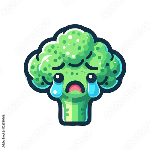 Crying Broccoli Character Illustration