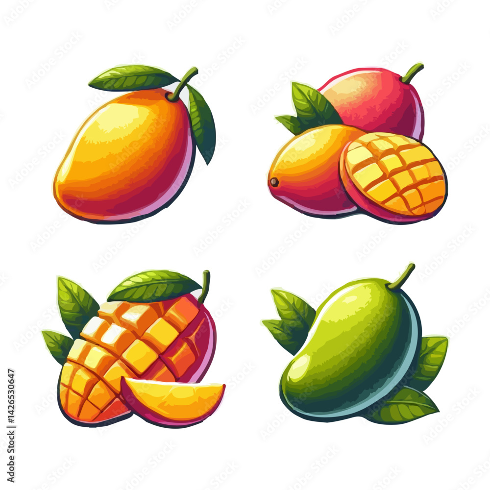 Mango Set: Vibrant Fruit Illustration Mango Set: Vibrant Fruit Illustration