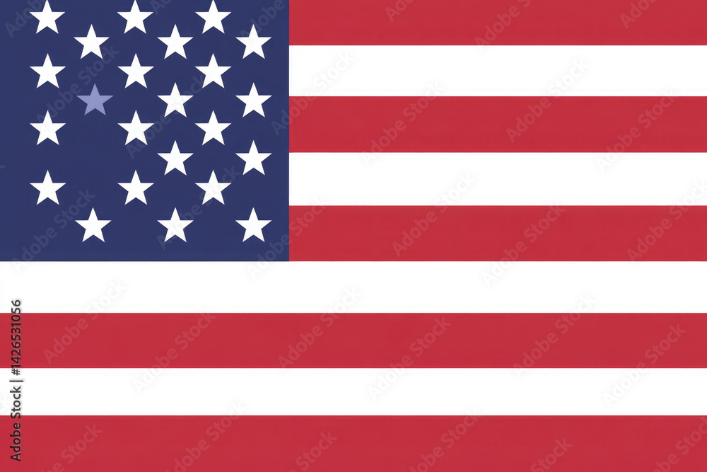 Fototapeta premium A minimalist USA flag simple red and white stripes with a blue square and white stars clean and modern design