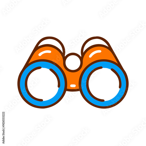 Binoculars with orange and blue design on a white background, ideal for outdoor activities and wildlife observation