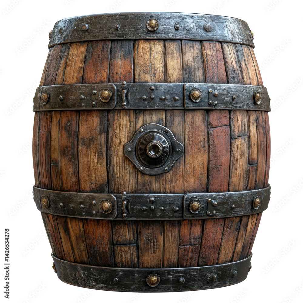 Fototapeta premium Rustic wooden barrel vintage market product photography close-up