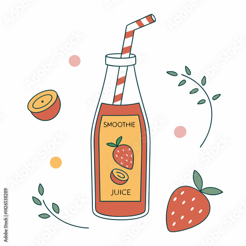 Smoothie or juice bottle  vector 