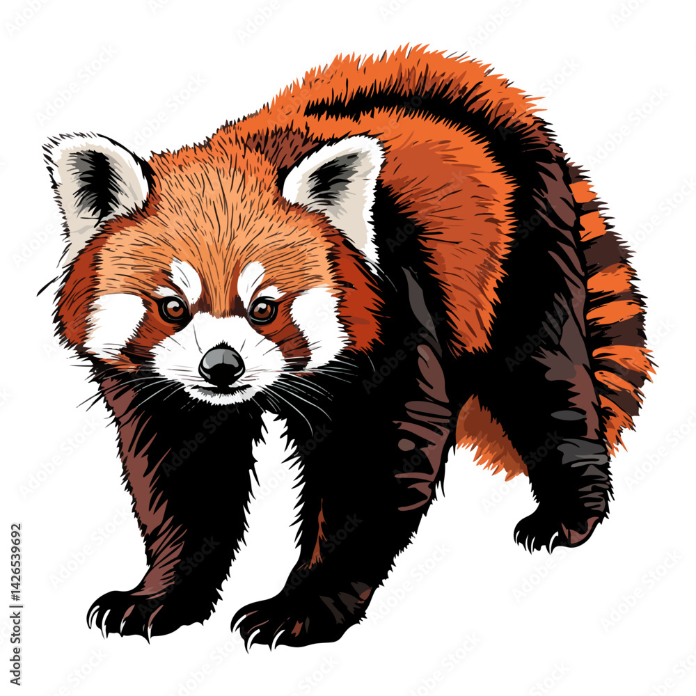 Obraz premium Little panda, animal, vector, transparent background, red panda, ailurus fulgens, ailurus