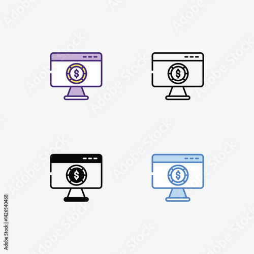 Monitor  icons set in different style vector stock illustration