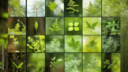 Obraz na płótnie Environmental and sustainability-themed post layouts using leaf icons, green tones, and nature images w salonie