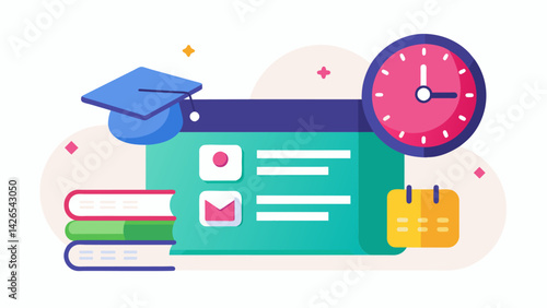A message displaying the date and time of the payment providing a sense of urgency and importance for the student.. Vector illustration