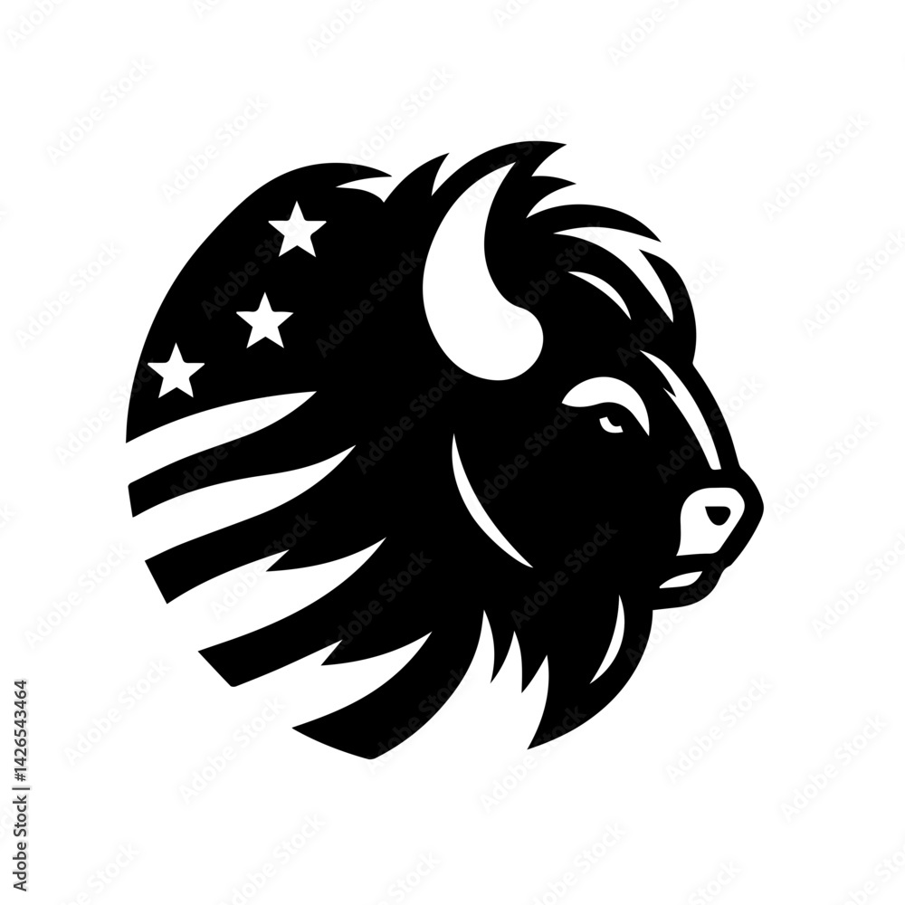 Fototapeta premium American Bison Head Logo Symbol Icon
