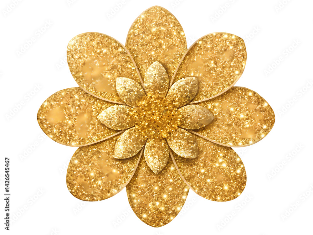 Golden Glitter Flower Sparkling Floral Design Background on Transparent background Golden Glitter Flower Sparkling Floral Design Background on Transparent background