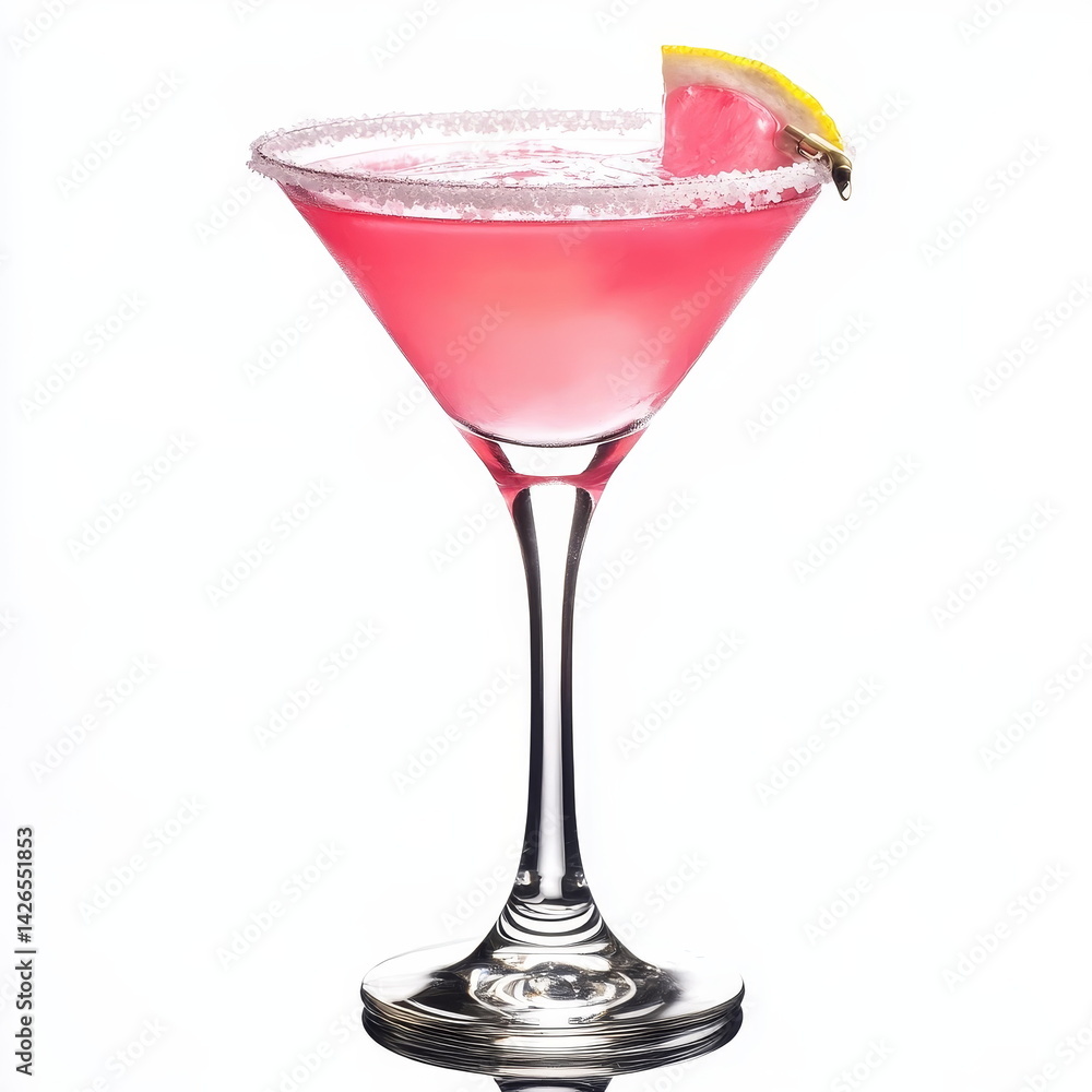 Pink Cocktail in Martini Glass with Garnish Pink Cocktail in Martini Glass with Garnish