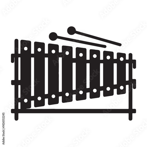 Xylophone silhouette, the heartbeat of melodic percussion – Xylophone illustration – Minimalist Xylophone vector – Musical instrument silhouette

