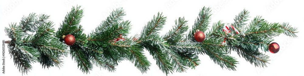 Fototapeta premium Christmas Fir Garland with Ornaments