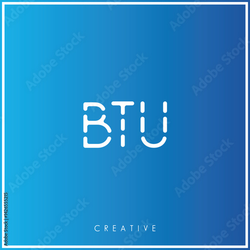 BTU Creative Minimal monogram and logo. Elegant leaves. Modern design. Premium Vector latter logo design. Creative Logo. Vector Illustration logo. letters Logo. Brand Identity  Logo.  Company Logo.