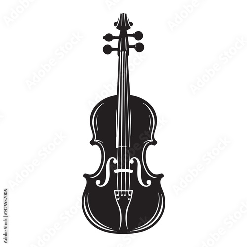 Concert Violin silhouette, centerpiece of every sonata – Violin illustration – Minimalist Violin vector – Musical instrument silhouette

