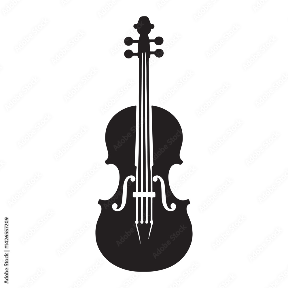 Fototapeta premium Handcrafted Violin silhouette, beauty in every detail – Violin illustration – Minimalist Violin vector – Musical instrument silhouette