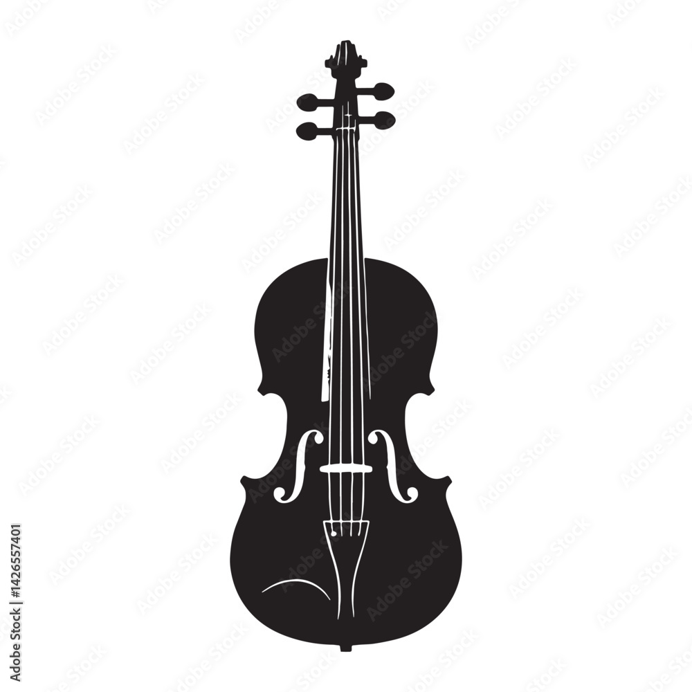 Fototapeta premium Professional Violin silhouette, masterful hands bring it alive – Violin illustration – Minimalist Violin vector – Musical instrument silhouette