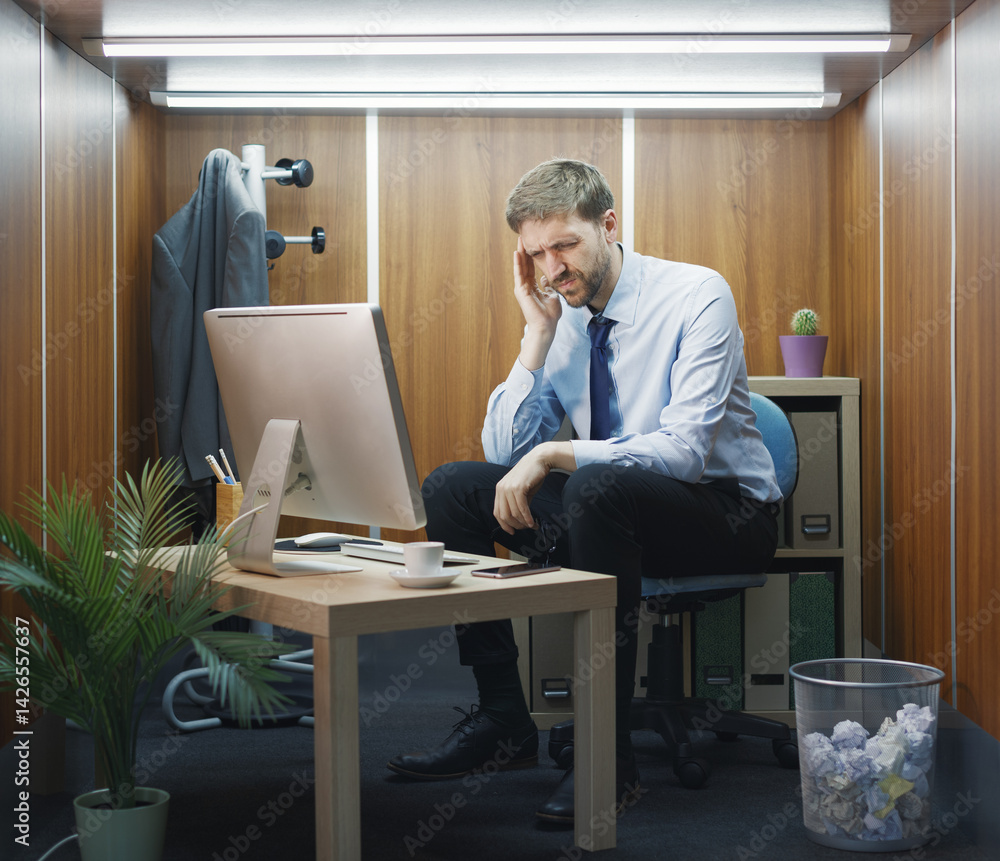Stressed businessman having a headache Stressed businessman having a headache