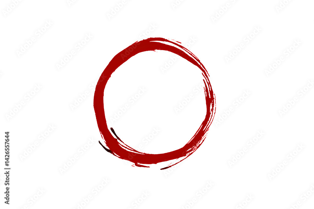 Crimson circle painted with rough brushstrokes. A simple, red, slightly imperfect ring floats against a transparent background Crimson circle painted with rough brushstrokes. A simple, red, slightly imperfect ring floats against a transparent background