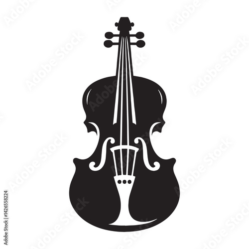 Baroque Violin silhouette, stringed royalty of the stage – Violin illustration – Minimalist Violin vector – Musical instrument silhouette

